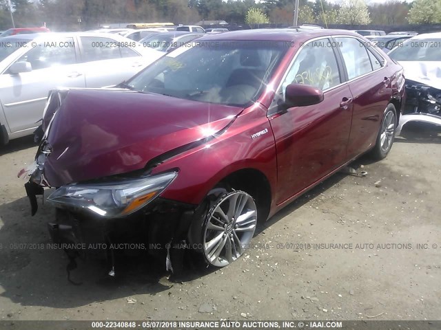 4T1BD1FK1FU163507 - 2015 TOYOTA CAMRY HYBRID/LE/XLE/SE RED photo 2