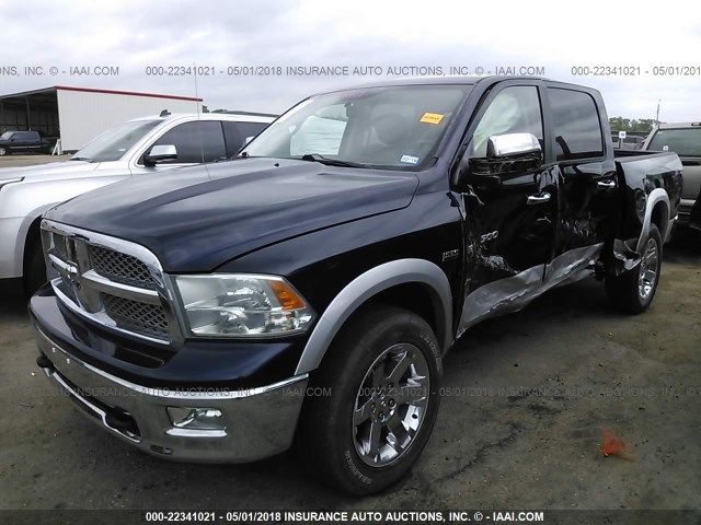 1C6RD7NT0CS238194 - 2012 DODGE RAM 1500 LARAMIE BLUE photo 2