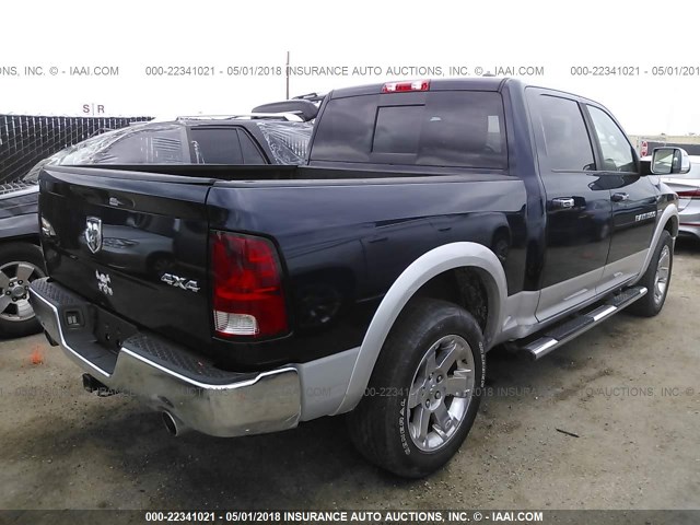 1C6RD7NT0CS238194 - 2012 DODGE RAM 1500 LARAMIE BLUE photo 4