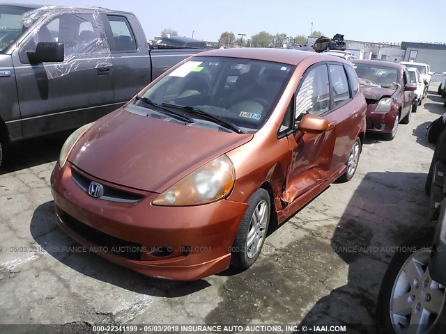 JHMGD386X7S058384 - 2007 HONDA FIT S ORANGE photo 2