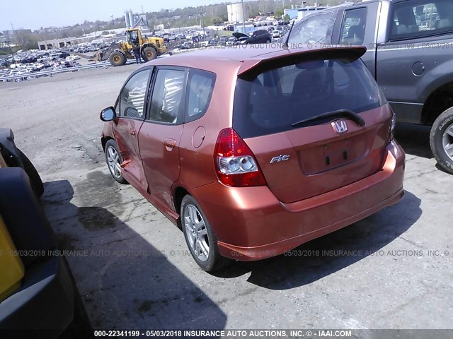 JHMGD386X7S058384 - 2007 HONDA FIT S ORANGE photo 3