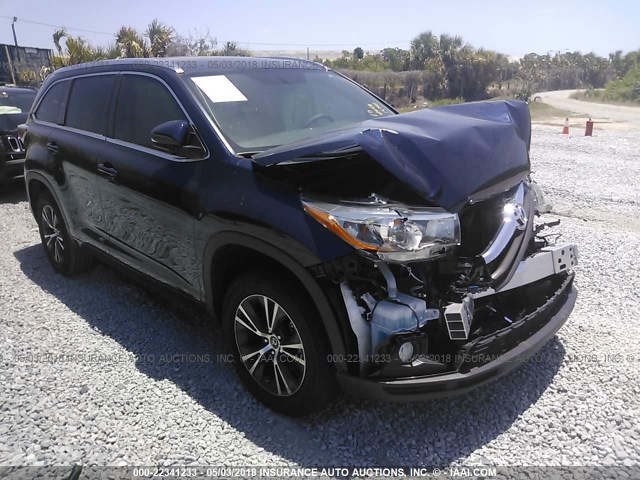 5TDKKRFH3GS147411 - 2016 TOYOTA HIGHLANDER XLE ლურჯი ფოტო 1
