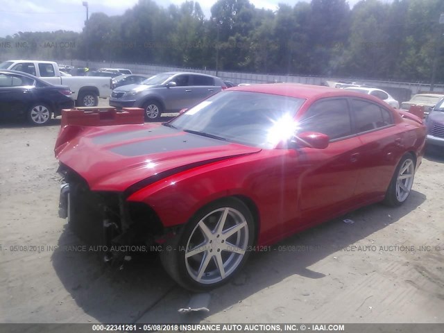 2C3CDXCT5EH323354 - 2014 DODGE CHARGER R/T RED photo 2
