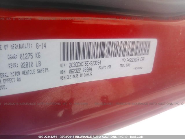 2C3CDXCT5EH323354 - 2014 DODGE CHARGER R/T RED photo 9