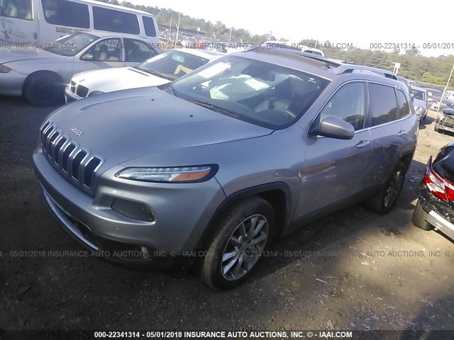 1C4PJLDB5EW222014 - 2014 JEEP CHEROKEE LIMITED SILVER photo 2