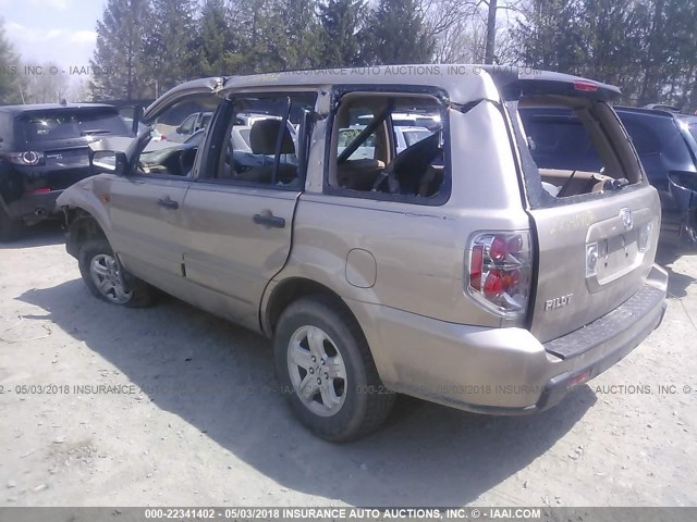 5FNYF28167B006052 - 2007 HONDA PILOT LX GRAY photo 3