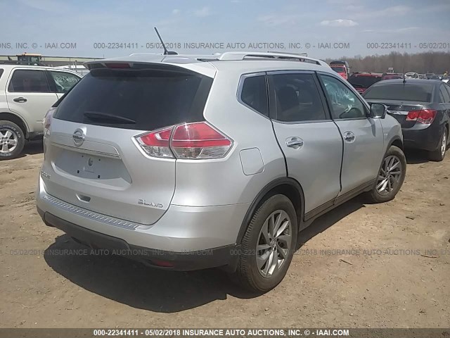 5N1AT2MVXFC794859 - 2015 NISSAN ROGUE S/SL/SV SILVER photo 4