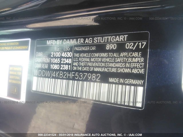 WDDWJ4KB2HF537982 - 2017 MERCEDES-BENZ C 300 4MATIC BLACK photo 9