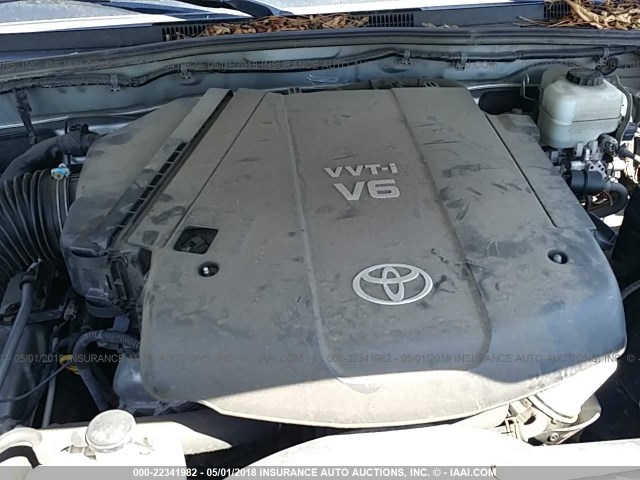 3TMLU4ENXAM045233 - 2010 TOYOTA TACOMA DOUBLE CAB ვერცხლისფერი ფოტო 10