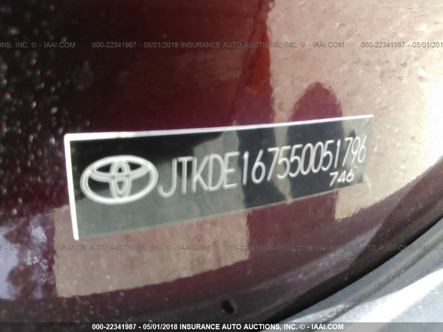 JTKDE167550051796 - 2005 TOYOTA SCION TC 紫色 照片 9