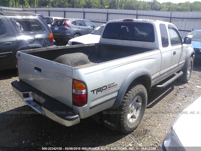 5TEWN72N21Z822054 - 2001 TOYOTA TACOMA XTRACAB GRAY photo 4