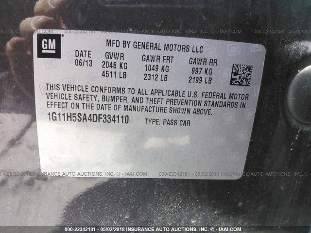 1G11H5SA4DF334110 - 2013 CHEVROLET MALIBU LTZ 灰色 照片 9