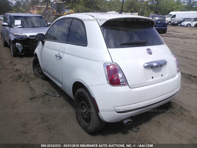 3C3CFFAR8ET242366 - 2014 FIAT 500 POP WHITE photo 3