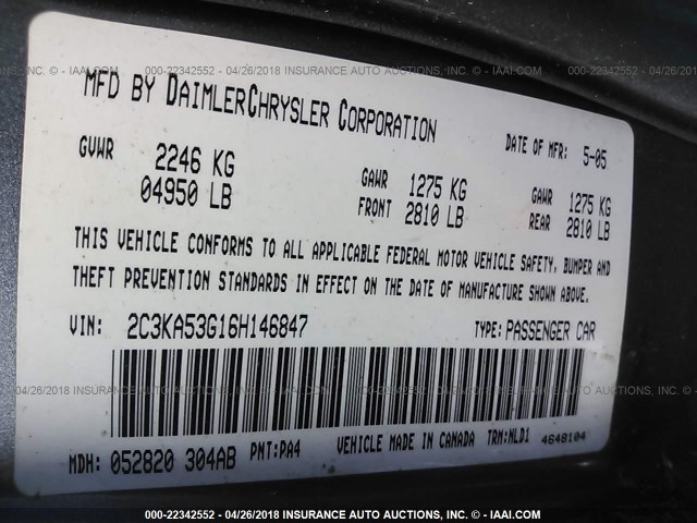 2C3KA53G16H146847 - 2006 CHRYSLER 300 TOURING GRAY photo 9