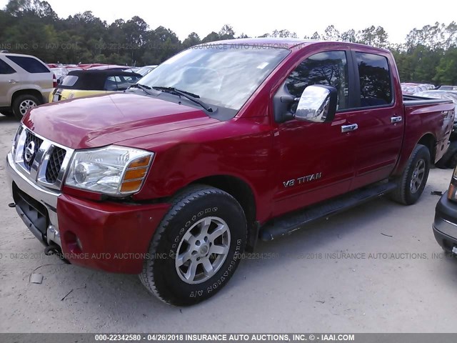 1N6AA07B45N501845 - 2005 NISSAN TITAN XE/SE/LE RED photo 2