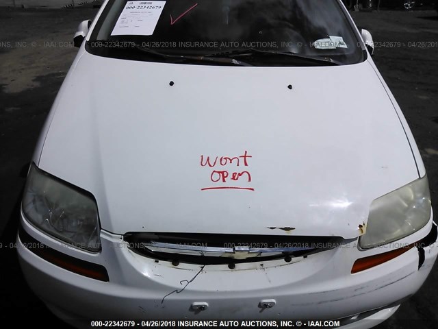 KL1TD66647B693564 - 2007 CHEVROLET AVEO LS WHITE photo 10