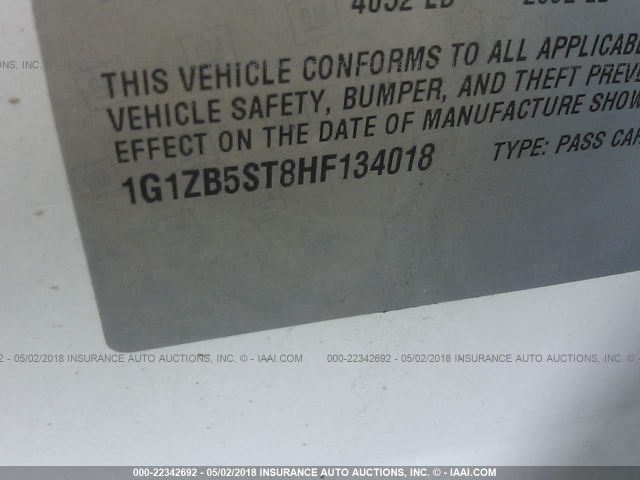 1G1ZB5ST8HF134018 - 2017 CHEVROLET MALIBU LS 白色 照片 9