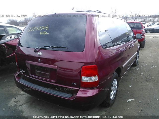 KNDUP131246588834 - 2004 KIA SEDONA EX/LX RED photo 4