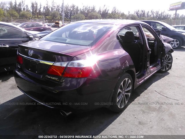 1HGCR2F52FA045480 - 2015 HONDA ACCORD SPORT 勃艮第红 照片 4