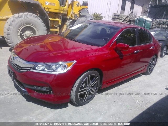 1HGCR2F50HA202068 - 2017 HONDA ACCORD SPORT RED photo 2