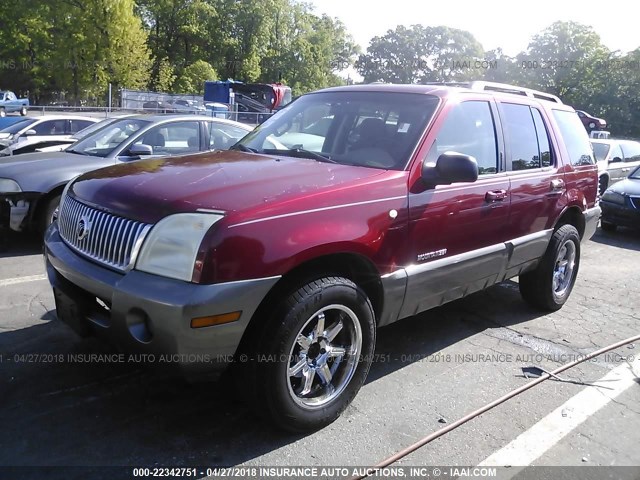 4M2ZU86E82ZJ12714 - 2002 MERCURY MOUNTAINEER  RED photo 2