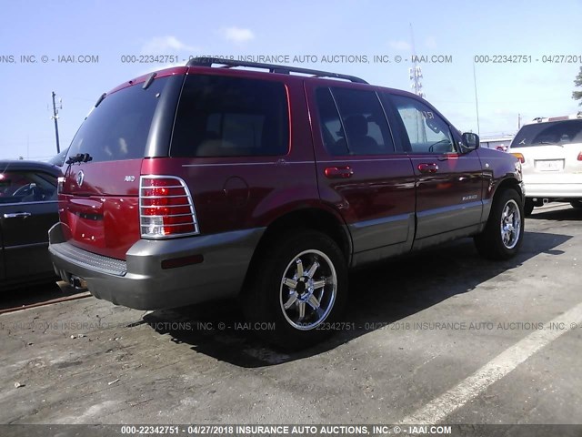 4M2ZU86E82ZJ12714 - 2002 MERCURY MOUNTAINEER  RED photo 4