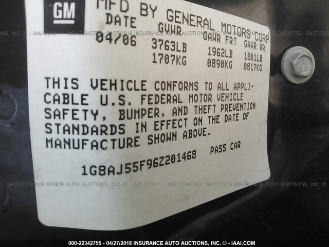 1G8AJ55F96Z201468 - 2006 SATURN ION LEVEL 2 Mavi foto 9