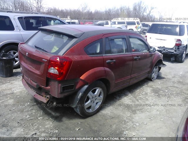 1B3HB48B57D103235 - 2007 DODGE CALIBER SXT RED photo 4