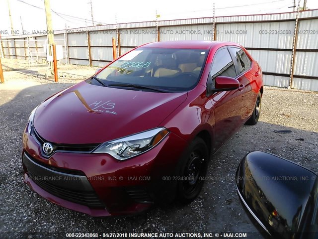 2T1BURHE8FC478585 - 2015 TOYOTA COROLLA L/LE/LE PLS/PRM/S/S PLS RED photo 2