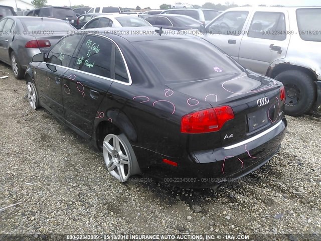 WAUAF78E68A057558 - 2008 AUDI A4 2.0T BLACK photo 3