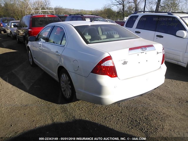 3FADP0L32AR335237 - 2010 FORD FUSION HYBRID WHITE photo 3