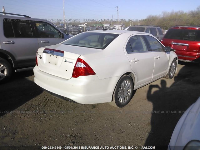 3FADP0L32AR335237 - 2010 FORD FUSION HYBRID WHITE photo 4