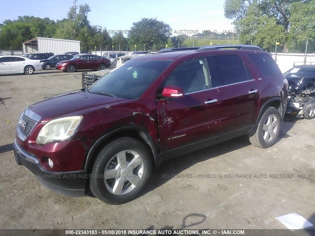 1GKER33747J109589 - 2007 GMC ACADIA SLT-2 RED photo 2