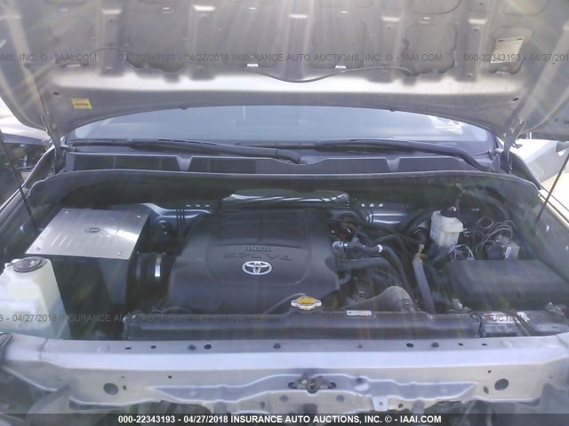 5TFRY5F16DX138622 - 2013 TOYOTA TUNDRA DOUBLE CAB SR5 SILVER photo 10