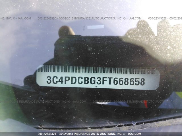 3C4PDCBG3FT668658 - 2015 DODGE JOURNEY SXT GRAY photo 9