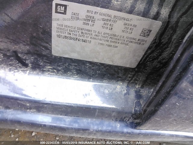 1G1JB6SH6F4164318 - 2015 CHEVROLET SONIC LS BLUE photo 9