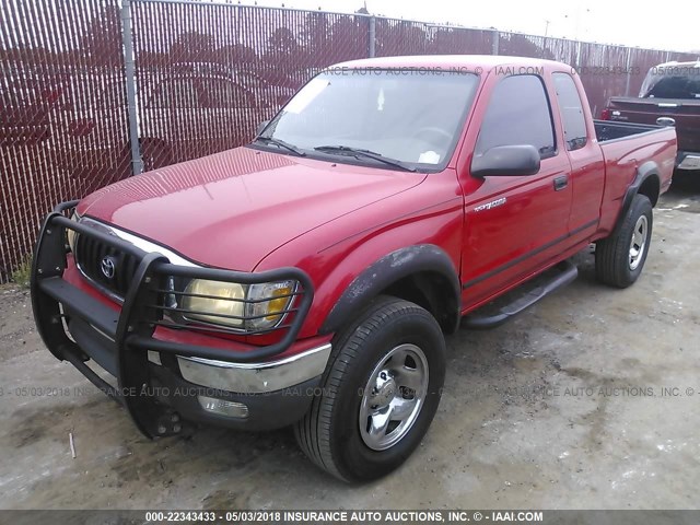 5TESM92N11Z724047 - 2001 TOYOTA TACOMA XTRACAB PRERUNNER წითელი ფოტო 2