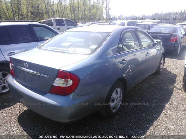 JTDBE32K220115471 - 2002 TOYOTA CAMRY LE/XLE/SE ლურჯი ფოტო 4