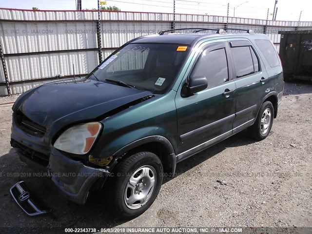 JHLRD784X2C017341 - 2002 HONDA CR-V LX GREEN photo 2