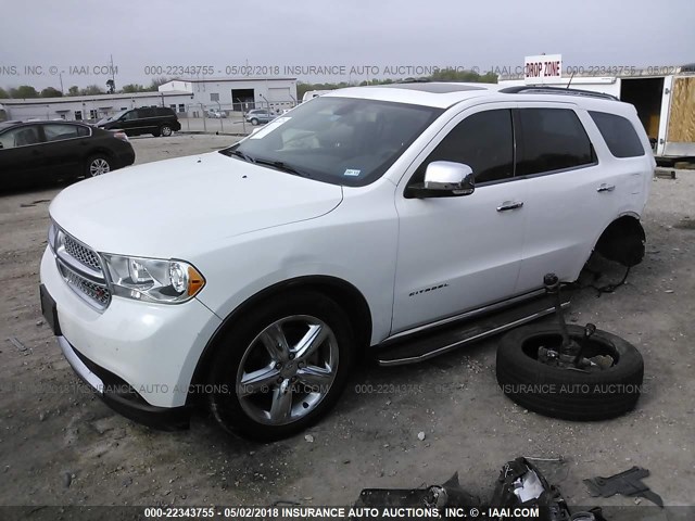 1C4SDHET5DC529527 - 2013 DODGE DURANGO CITADEL WHITE photo 2