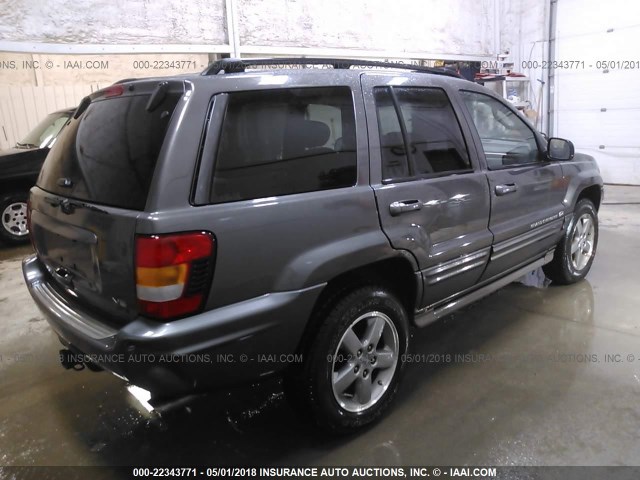 1J8GW68J92C260470 - 2002 JEEP GRAND CHEROKEE OVERLAND GRAY photo 4