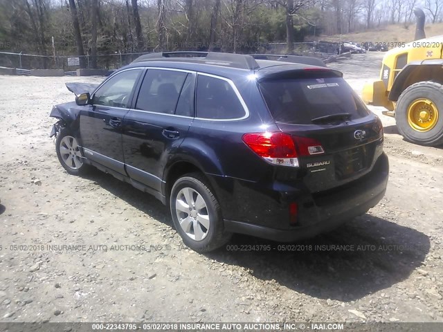 4S4BRBGC0C3292676 - 2012 SUBARU OUTBACK 2.5I PREMIUM BLUE photo 3