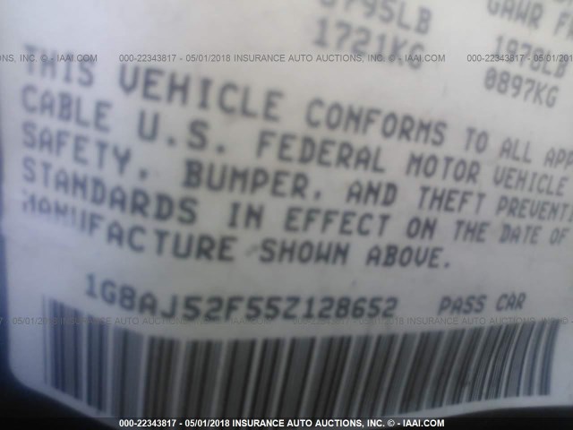 1G8AJ52F55Z128652 - 2005 SATURN ION LEVEL 2 BLUE photo 9