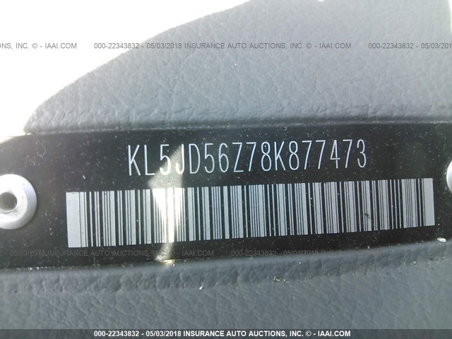 KL5JD56Z78K877473 - 2008 SUZUKI FORENZA CONVENIENCE/POPULAR SILVER photo 9