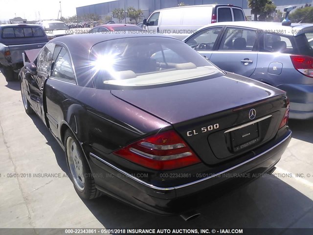 WDBPJ75J2YA001693 - 2000 MERCEDES-BENZ CL 500 BURGUNDY photo 3