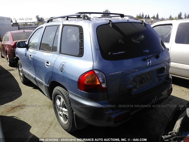 KM8SC13D22U250108 - 2002 HYUNDAI SANTA FE GLS/LX BLUE photo 3