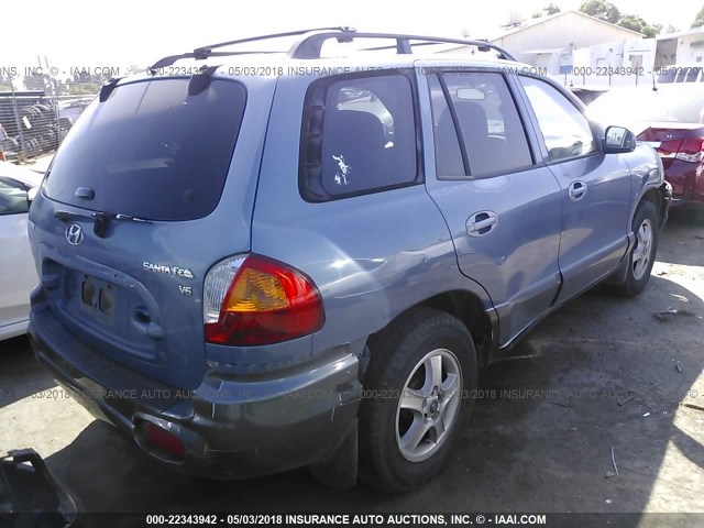 KM8SC13D22U250108 - 2002 HYUNDAI SANTA FE GLS/LX BLUE photo 4