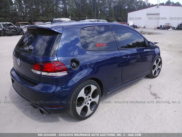 WVWFV7AJ9BW137062 - 2011 VOLKSWAGEN GTI BLUE photo 4