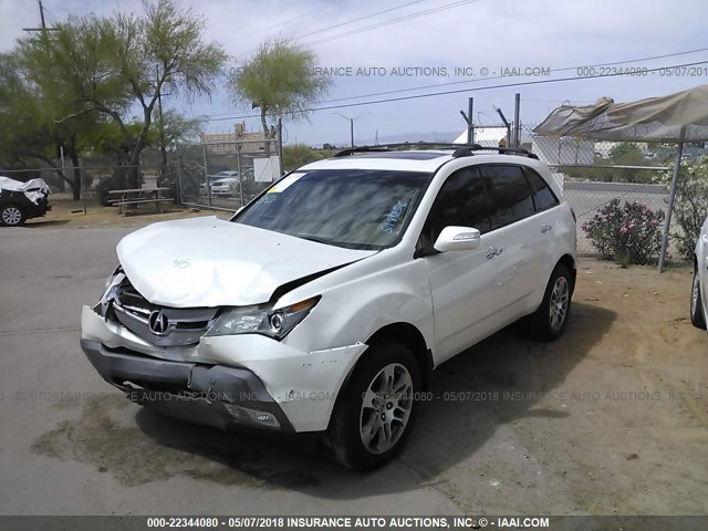 2HNYD28418H518856 - 2008 ACURA MDX TECHNOLOGY WHITE photo 2