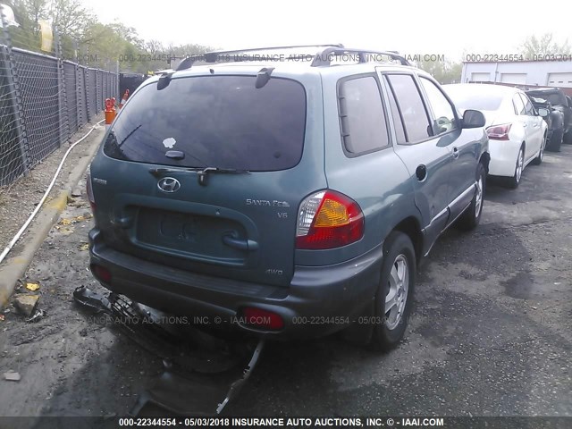 KM8SC73D72U307096 - 2002 HYUNDAI SANTA FE GLS/LX GREEN photo 4